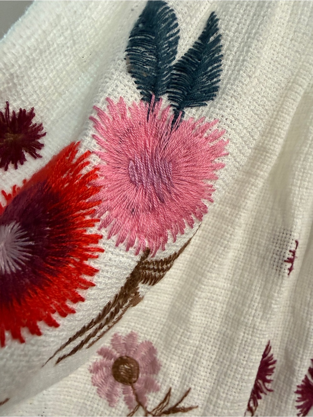 🌺 RARE! Anthropologie White Midi Dress with Multicolor Floral Embroidery - Picture 4 of 12